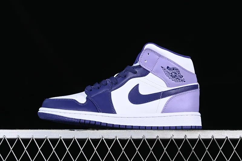 All categories Air Jordan Jordan series basketball shoes Air Jordan 1 Mid Air Jordan 1 Mid AJ1 Joe 1 white and purple mid-top cultural and casual sneakers DQ8426-515